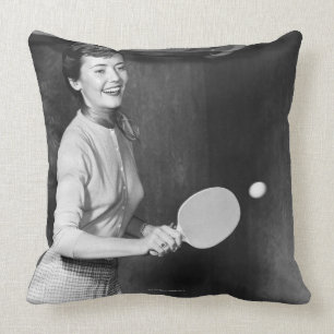 Almofada Mulher que joga o ténis de mesa