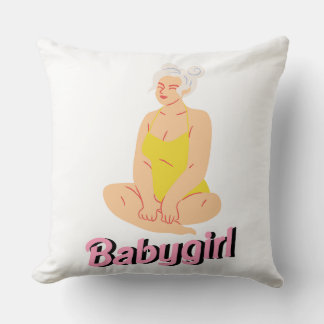 Almofada Mulher Sentada de Maiô Amarelo Babygirl