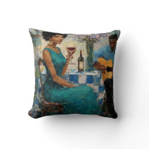 Mulher Vibrante de Jazz Arte Bistrô Azul Turquesa