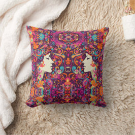 Almofada Multicolor Retro Hippie Boho style Throw Pillow