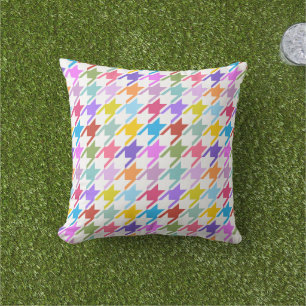 Almofada Múltiplas cores Houndstooth+Padrão Branco Grande