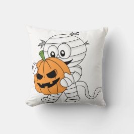 Almofada Múmia de Cartoon Laranja Spooky Com Pumpkin