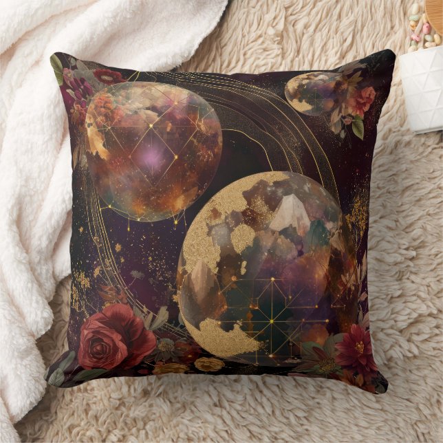 Almofada Mundo de Cristal Celestial Dourado Roxo Galáxia (Cobertor)