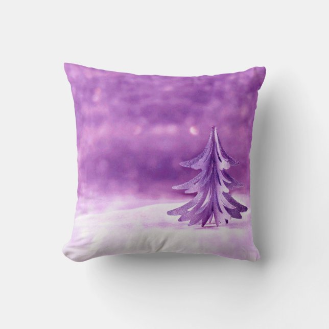 Almofada Mundo de Natal Roxo (Frente)
