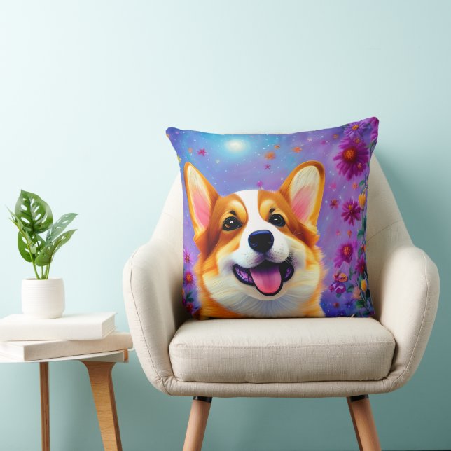 Almofada Mundo Floral de Corgi (Cadeira)