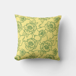 Almofada Murmurios de Rosa, Padrão Floral de Arte de Linha