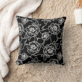 Almofada Murmurios de Rosa, Padrão Floral de Arte de Linha