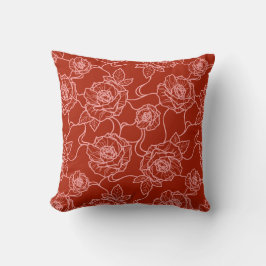Almofada Murmurios de Rosa, Padrão Floral de Arte de Linha