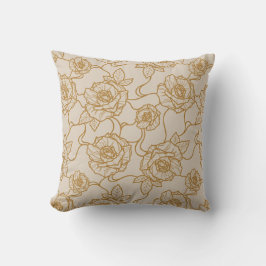 Almofada Murmurios de Rosa, Padrão Floral de Arte de Linha