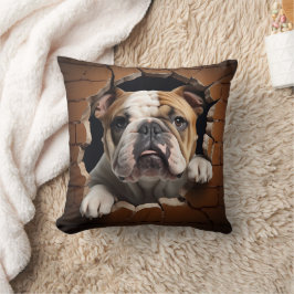 Almofada Muro de Buraco rachado com Buldogue 3D