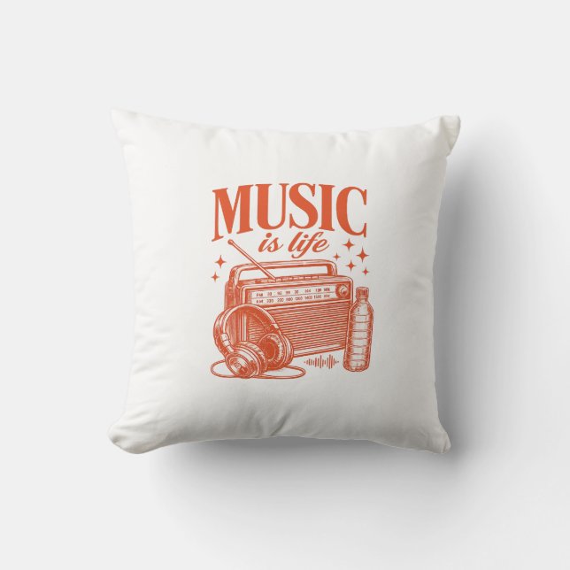 Almofada Music Is Life Vintage Design (Frente)