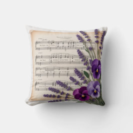 Almofada Música Antiga e Pensamentos de Lavanda Floral