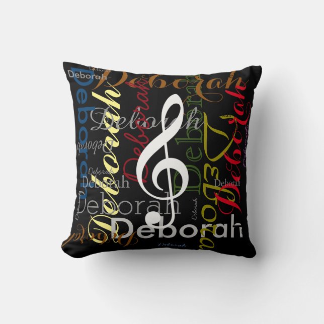 Almofada música com nome padronizado na moda decor (Frente)