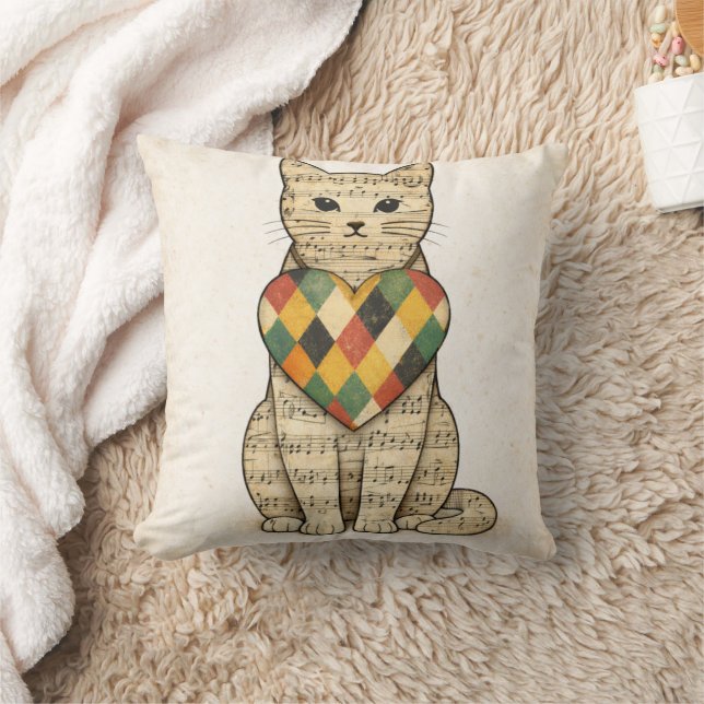 Almofada Musical Cat Collage with Harlequin Heart (Cobertor)