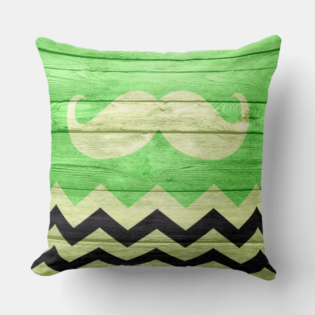 Almofada Mustache Chevron Vintage Wooden (Frente)