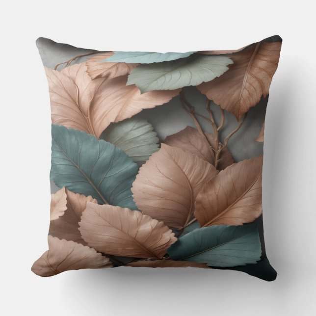 Almofada Muted Botanical Leaf Accent Throw Pillow (Frente)