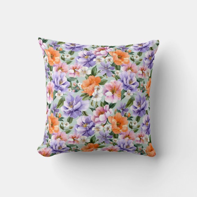 Almofada Muted Colorful Flowers Boho flower  (Frente)