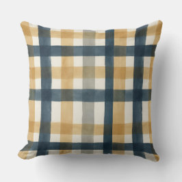 Almofada Muted creamy watercolor brush plaid pattern