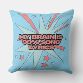 Almofada My Brain is 90% Song Lyrics – Funny Retro Pop Art