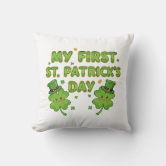 Almofada My First St. Patrick's Day | Cute Kawaii Shamrock 
