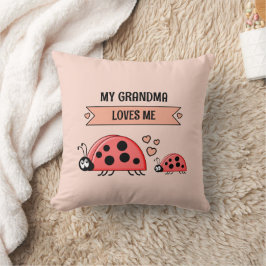 Almofada My Grandma loves me ladybugs peach baby