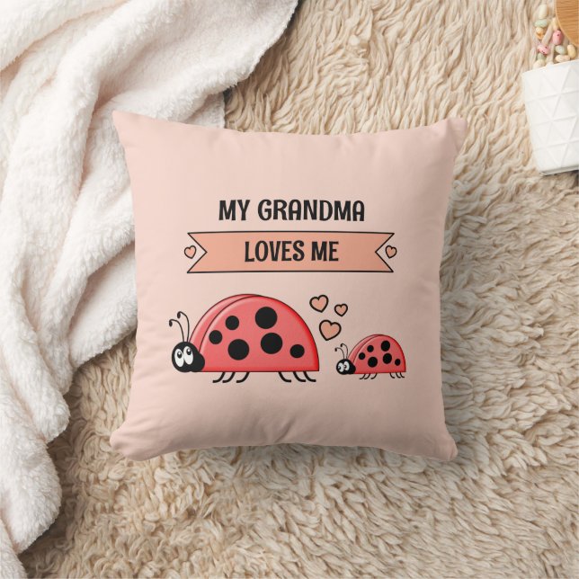 Almofada My Grandma loves me ladybugs peach baby (Cobertor)