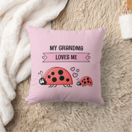 Almofada My Grandma loves me ladybugs pink baby