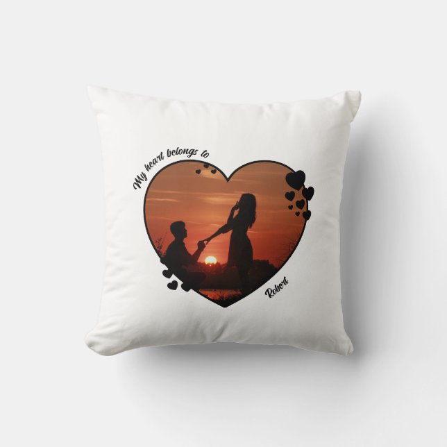 Almofada My heart belongs to customized wife anniversary  (Frente)