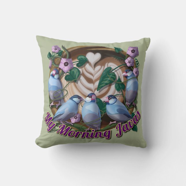 Almofada My morning JAVA with Java sparrows (Frente)