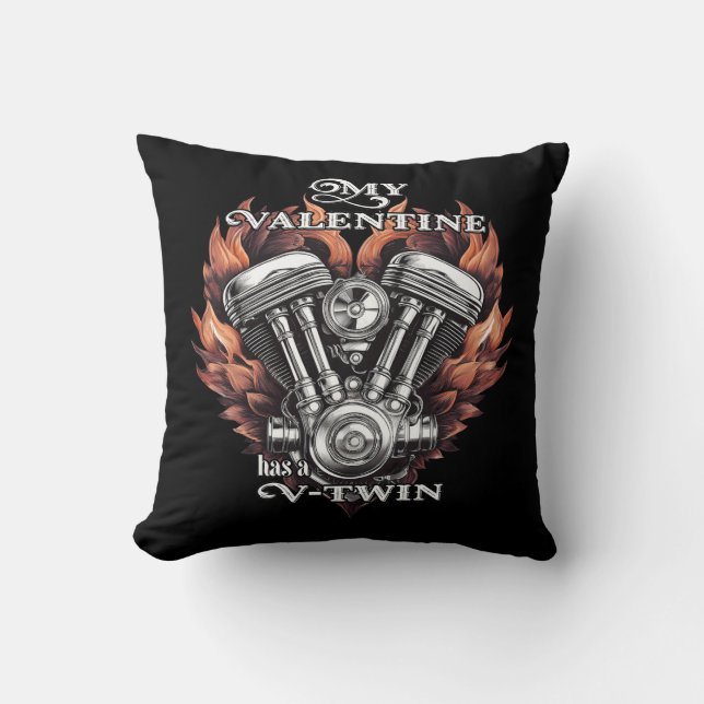 Almofada My Valentine has a V-Twin, Biker style (Frente)