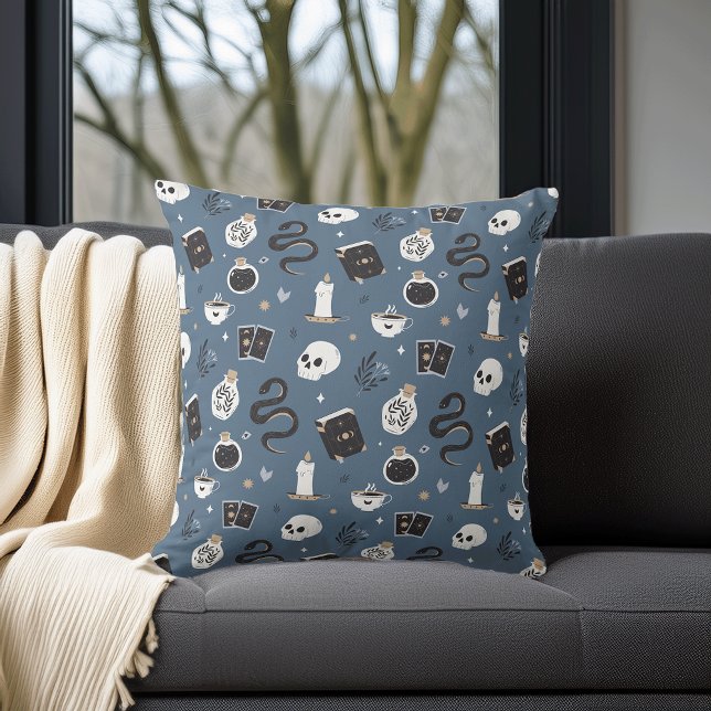 Almofada Mystic Boho Crystal Skull Cobra Halloween Padrão (Criador carregado)