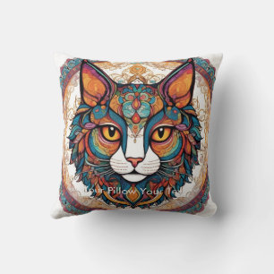 Almofada Mystic Boho Feline Mandala