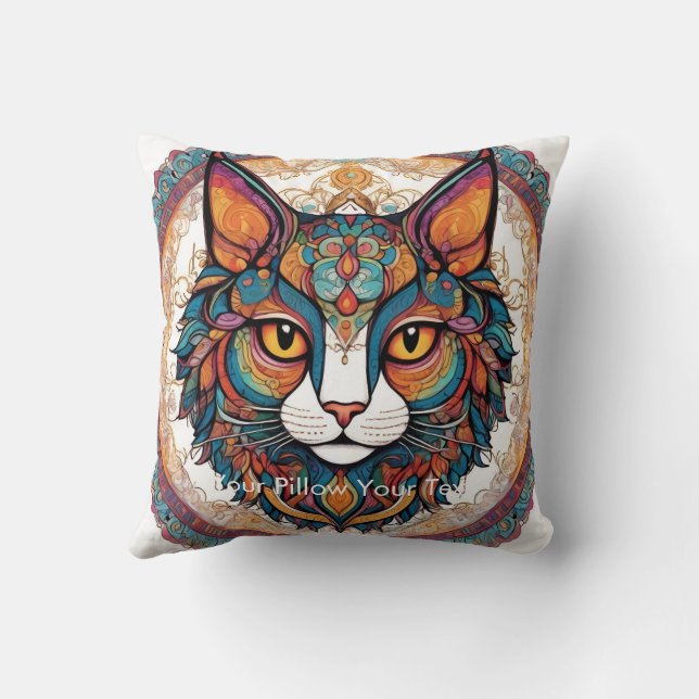 Almofada Mystic Boho Feline Mandala (Verso)