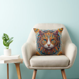 Almofada Mystic Boho Feline Mandala