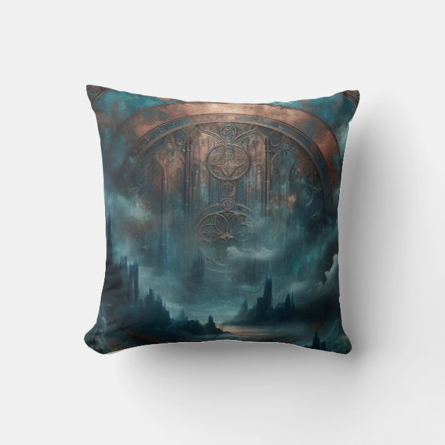 Almofada Mystic Gothic Art - Blue Copper Patina Decorative  (Frente)