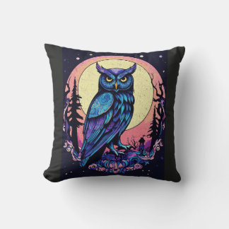 Almofada Mystic Moon Owl Encantando Estilo Nocturno