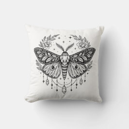 Almofada Mystical Gothic Moth Botanical Celestial Line Art