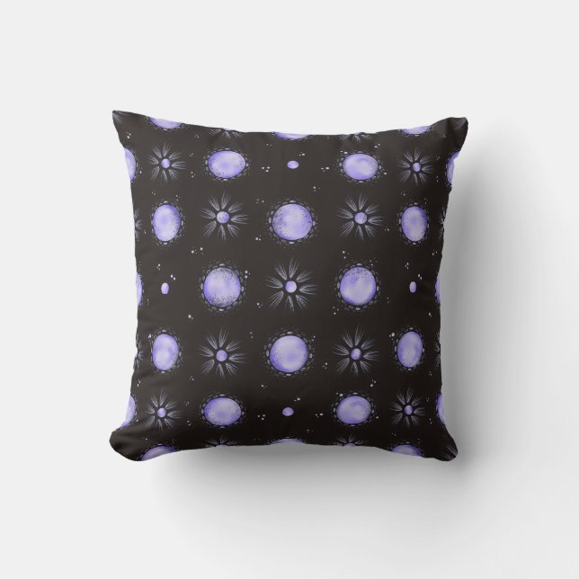 Almofada Mystical Purple Moon Galaxy Pattern Throw Pillow (Frente)