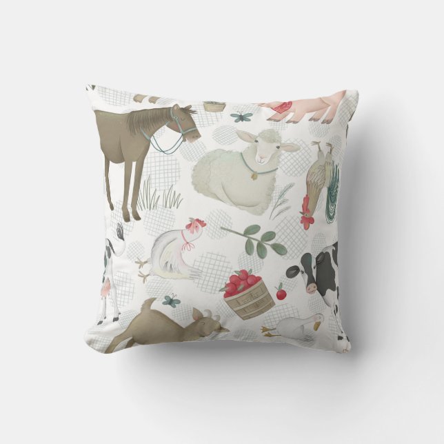 Almofada Na Fazenda Animal Farmhouse Country Cute Rustic (Frente)