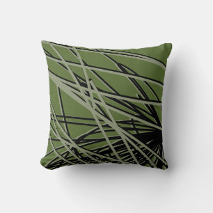 Almofada Na moda Abstrato Verde-Azeite, Preto-e-Sage