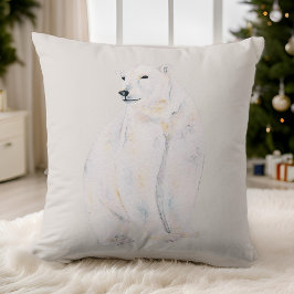 Almofada Na moda Boêmia do Urso Polar de Aquarela