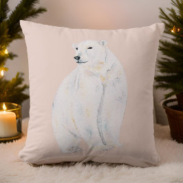Almofada Na moda Boêmia do Urso Polar de Aquarela