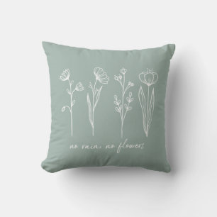 Almofada Na moda Boho Flower Inspiration Quote Sage Green