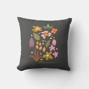 Almofada Na moda Floral Illustração Verde Nome Personalizad