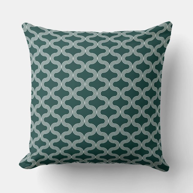 Almofada Na moda Geométrico Wave Standard Green White (Frente)