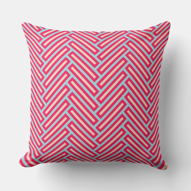 Almofada Na moda Herring Bone Red Blue Cream (Frente)