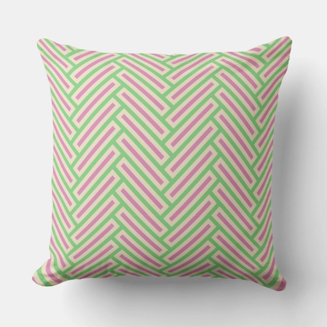 Almofada Na moda HerringBone Creme Verde Rosa (Frente)