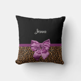 Almofada Na moda Leopard Imprima Arco e nome roxo elegantes