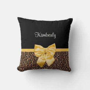 Almofada Na moda Leopard Print Elegante Yellow Arco e nome