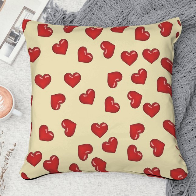 Almofada Na moda Love : red Hearts, em amarelo (Criador carregado)